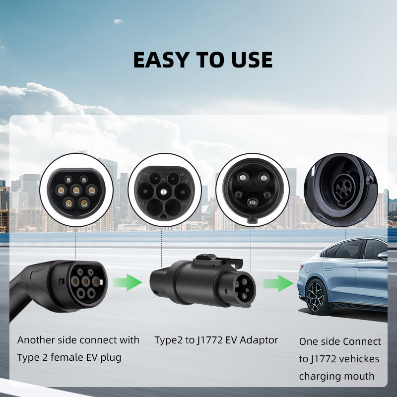 Type 2 To J1772 EV Charger Adaptor 16A / 32A Electric Vehicle Charging Connector