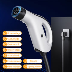 Handheld Portable All-in-One Machine/Charging Station 3.5kW [|3/7/10m|6-16A] Charging Cable Schuko16A EV Charger for Model Y/3, ID.3/4/5, MG4, EX30, e-up, e-tron, Zoe and other EV