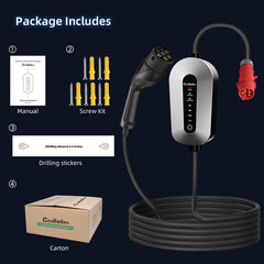 Coolladen charging cable type 2 CEE plug 11 kW [3-phase|5/10m|6-16A] with adjustable charging power, charging station and EV charger for ID.3/4/5, e-up, e-tron, Zoe and other EV