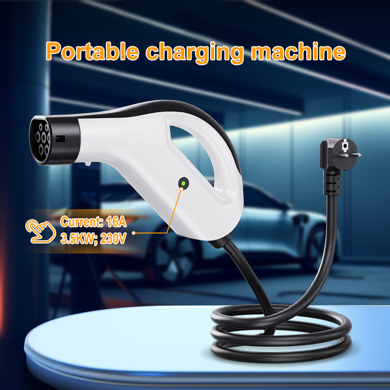 Handheld Portable All-in-One Machine/Charging Station 3.5kW [|3/7/10m|6-16A] Charging Cable Schuko16A EV Charger for Model Y/3, ID.3/4/5, MG4, EX30, e-up, e-tron, Zoe and other EV