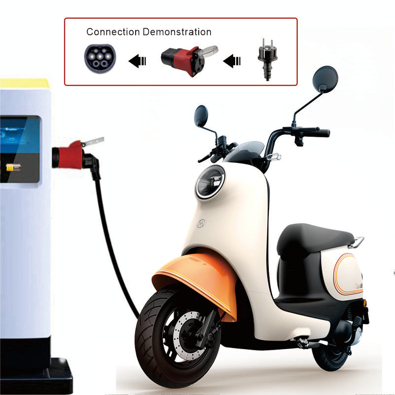 Offentlig ladingstasjon Type 2 utladningsadapter for Schuko og Universal Plug, 16 A EU-plug IEC 62196-2, Elektriske kjøretøyadapter for lading av biler, motorsykler og scootere