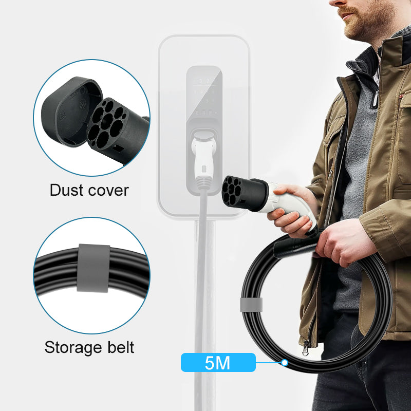 Coolladen 3.5KW~22KW Type 2 To TESLA EV Charger 5m PHEV EV Charging Cable , Compatible With TESLA Electric Car