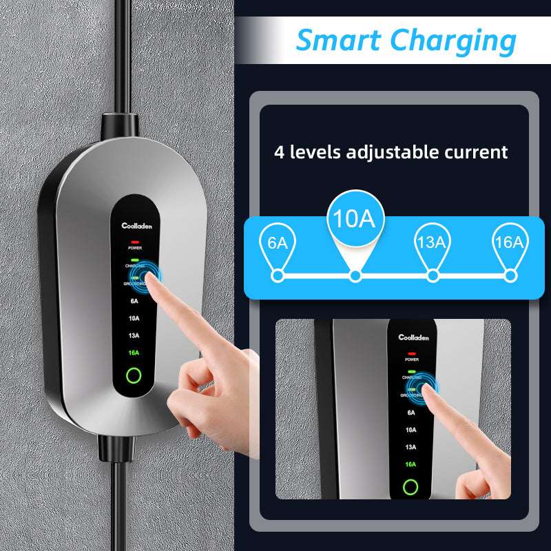 Coolladen charging cable type 2 CEE plug 11 kW [3-phase|5/10m|6-16A] with adjustable charging power, charging station and EV charger for ID.3/4/5, e-up, e-tron, Zoe and other EV